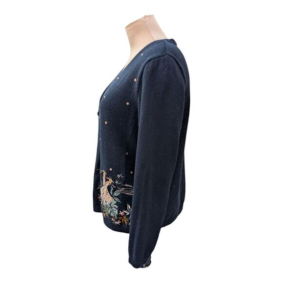 Alfred Dunner Safari Giraffe Sequin Embroidered Cardigan Sweater Petite S VTG - Picture 4 of 9